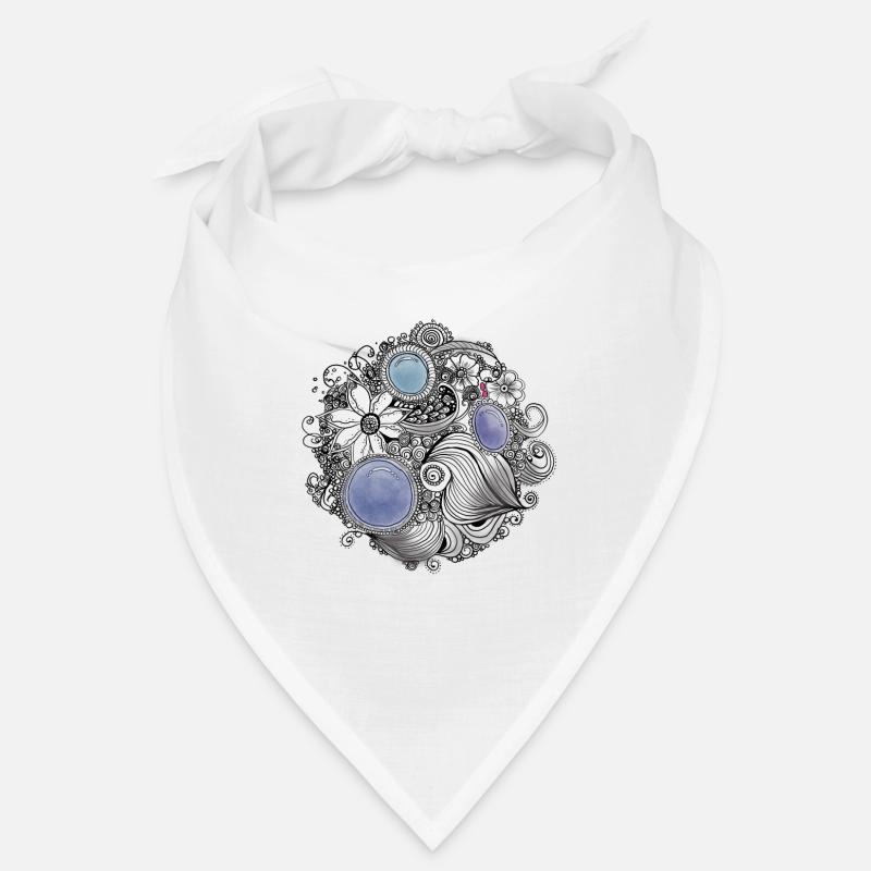 Zentangleblume mit blauen Perlen Bandana