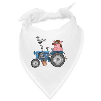 Ulkiges Schwein auf Traktor - Bandana - Weiß - Vorne