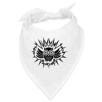 Eule / owl (1c) - Bandana - Weiß - Vorne