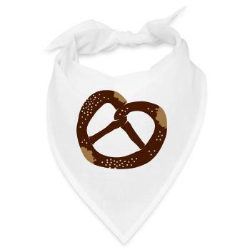 Eine Laugenbrezel mit grobkörnigem Salz - Bandana - Weiß - Vorne