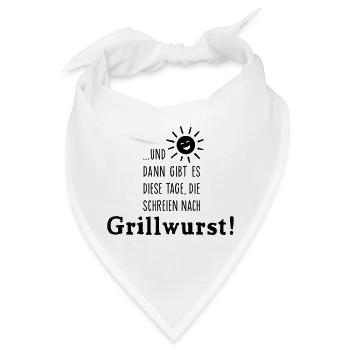 Grillwurst Tage - Barbecue - BBQ - Sonne - 1C - Bandana - Weiß - Vorne