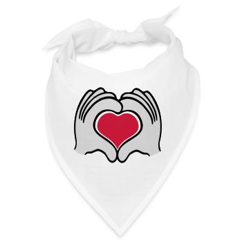 2 hände handherz herz liebe zeichen zeigen verlieb - Bandana - Weiß - Vorne