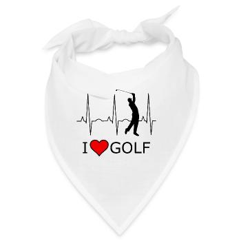 I love Golf Schwarz Rotes Herz - Bandana - Weiß - Vorne