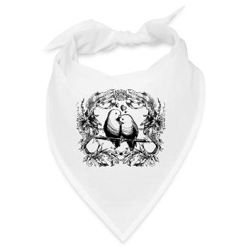 Turteltauben / Liebe / Beziehung / Vögel / Vogel - Bandana - Weiß - Vorne