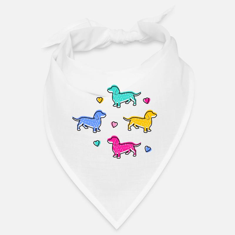 Teckel coloré, Teckel avec coeurs Bandana