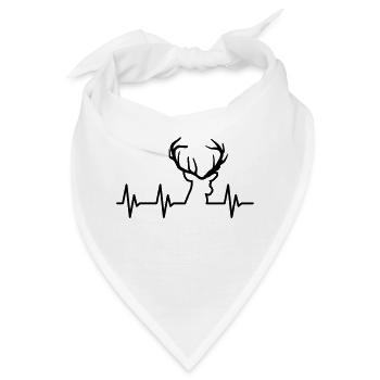 Jagd ist Leidenschaft / Herzschlag - Hirsch - Bandana - Weiß - Vorne