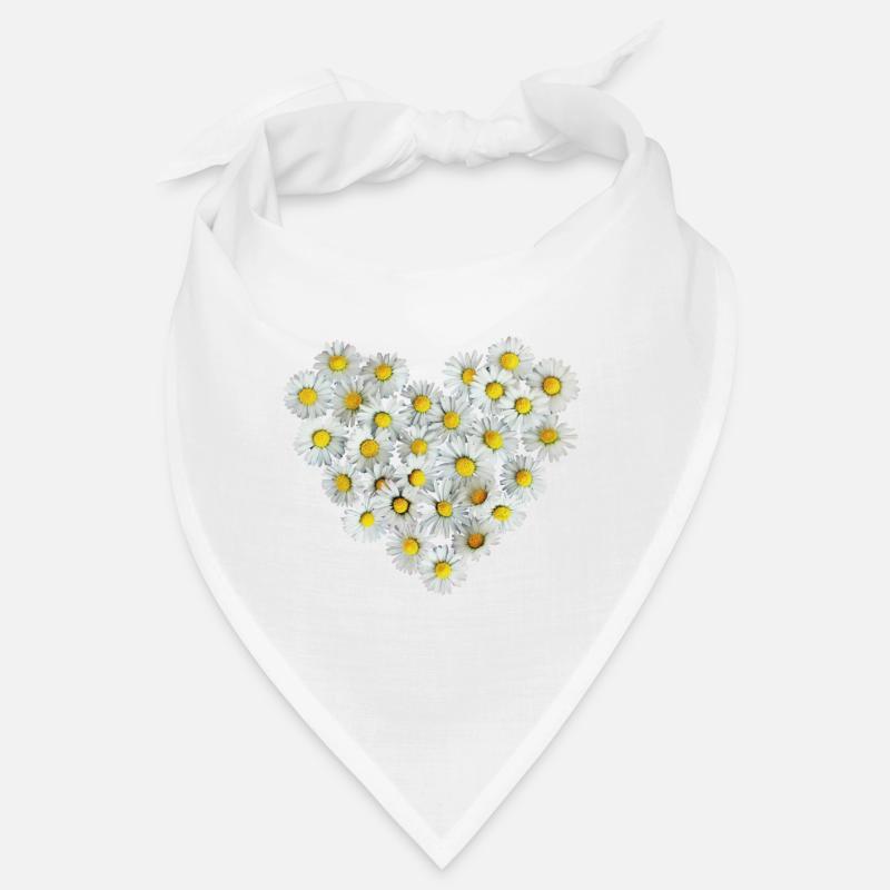 Gänseblümchen Herz Frühling Daisy Blüte Blume - Bandana - Weiß