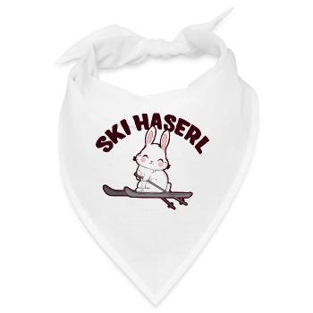 Skifahrerin Skihase Skihasen Skihaserl Skihäschen - Bandana - Weiß - Vorne