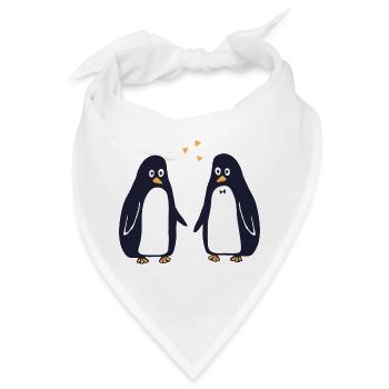 Verliebte Pinguine - Bandana - Weiß - Vorne