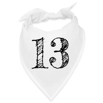 Abbildung 13 13 - Nummer 13 (hand-drawn) - Bandana - Weiß - Vorne
