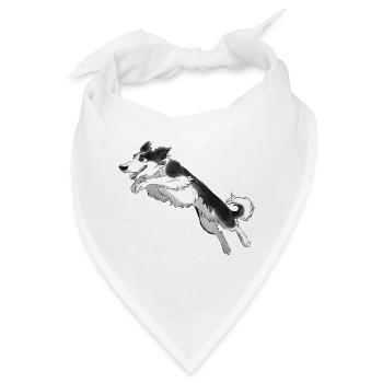 Sporthund - Border Halskette - Schwarz - Bandana - Weiß - Vorne