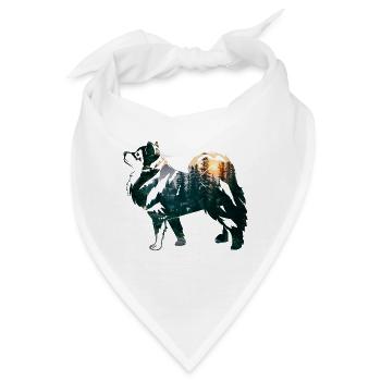 Finnischer Lapphund mit Wald - Bandana - Weiß - Vorne