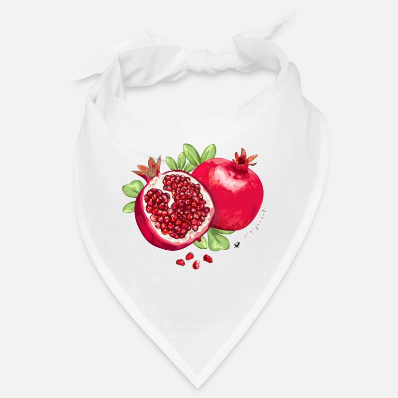 Illustration de grenade, feuilles et graines de grenade - Bandana - blanc