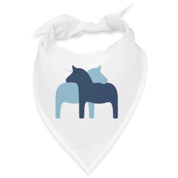Dalapferd Paar hellblau dunkelblau Pferde Liebe - Bandana - Weiß - Vorne