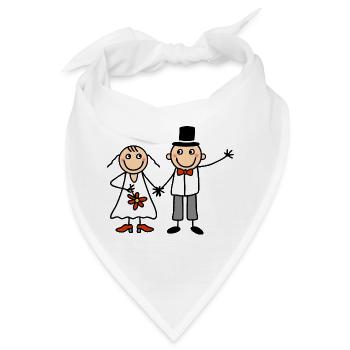 Brautpaar Paar - Braut und Bräutigam heiraten - Bandana - Weiß - Vorne