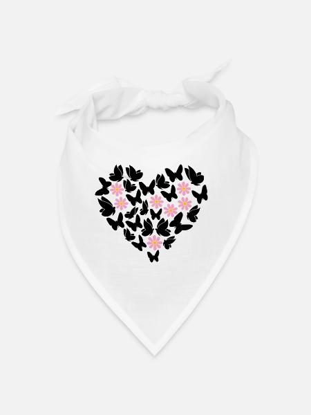 Butterflies in the heart - Bandana - white