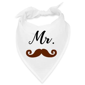 Mr Moustache - Bandana - Weiß - Vorne