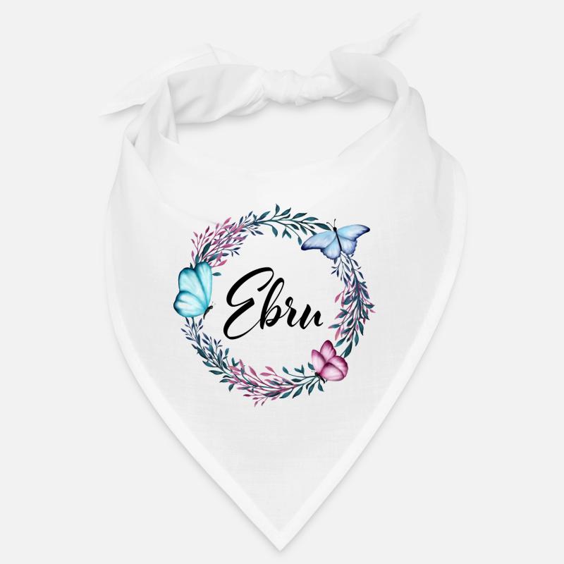 Ebru, name, lettering, flower wreath, gift Bandana
