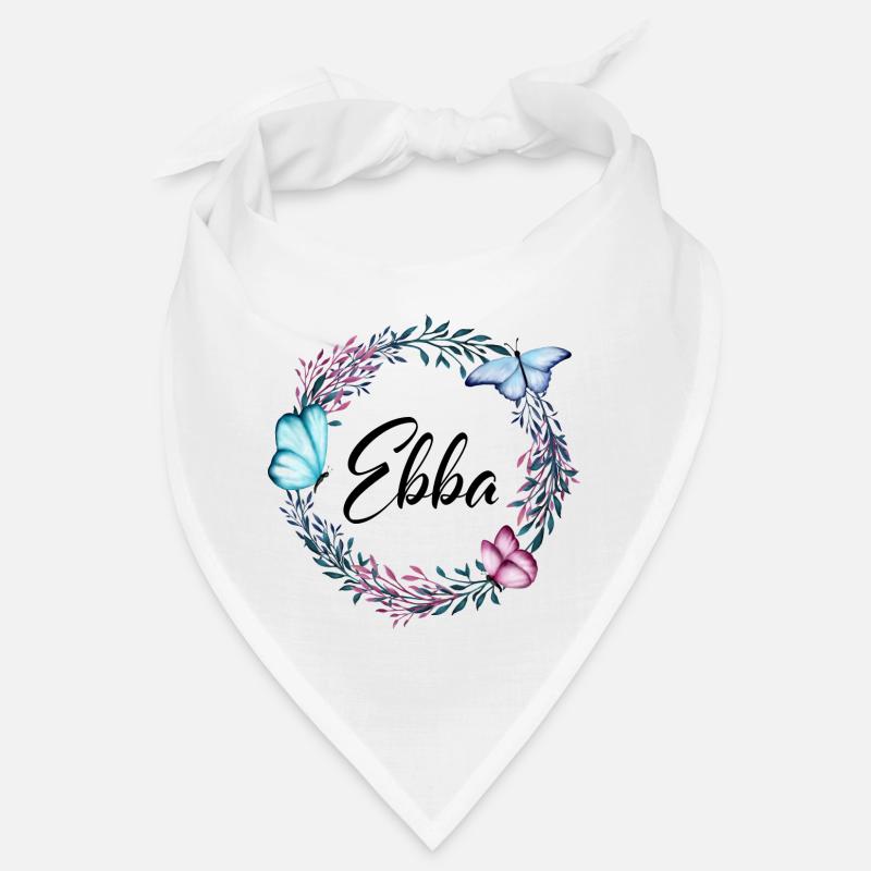 Ebba, Name, Schriftzug, Blumenkranz, Geschenk Bandana