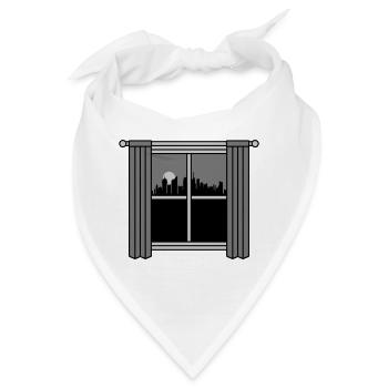 Großstadt Fenster Vorhang nachts - Bandana - Weiß - Vorne