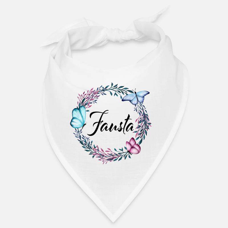 Fausta, nom, lettrage, couronne de fleurs, cadeau Bandana