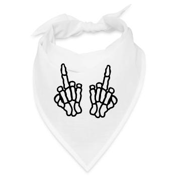 Knochen 2 Hände Mittelfinger - Bandana - Weiß - Vorne