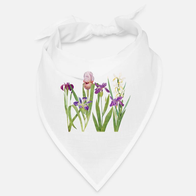 Wilde Iris und Orchidee Botanisches Design - Bandana - Weiß