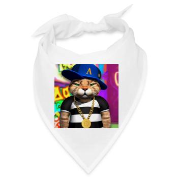 Coole Katze - KI generierte Kunst - AI Art - Bandana - Weiß - Vorne