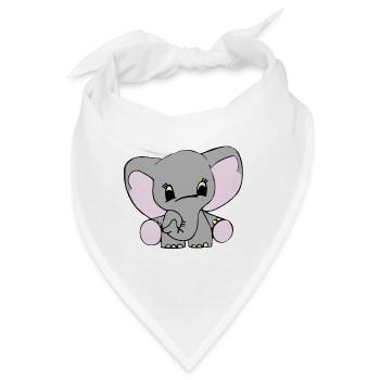 Elefant mit großen Ohren – Kinderzimmer Motiv - Bandana - Weiß - Vorne