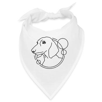 Dackel in geometrischer Form - Line-Art-Design - Bandana - Weiß - Vorne