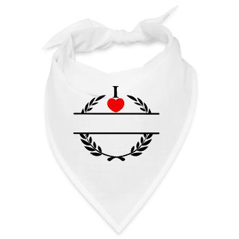 Lorbeerkranz für Namensschild I LOVE - Bandana - Weiß - Vorne