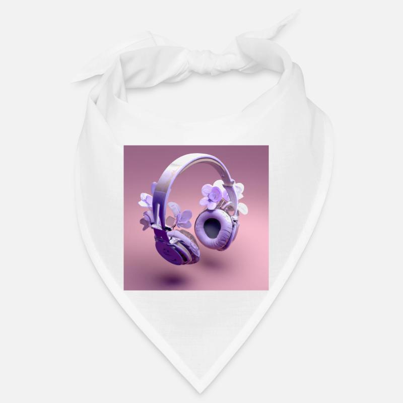 casque audio violet avec des fleurs Bandana