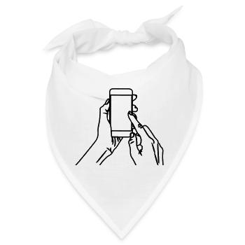 Smartphone in der Hand - Bandana - Weiß - Vorne