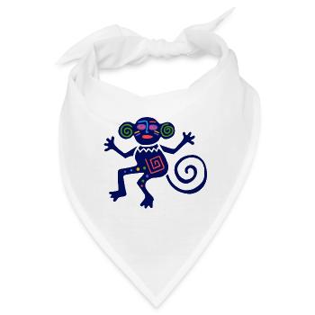 Altes mexikanisches Symbol, Affe, Äffchen - Bandana - Weiß - Vorne