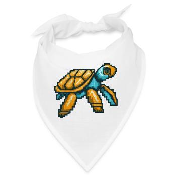 Meeresschildkröte in nostalgischer 8 Bit Grafik - Bandana - Weiß - Vorne