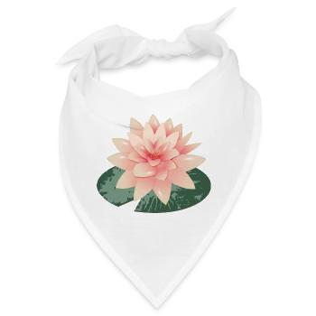 wunderschöne Seerose mit grünem Seerosenblatt - Bandana - Weiß - Vorne
