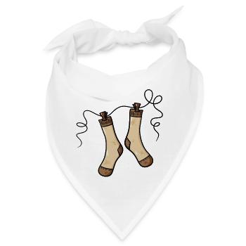 Socken Wäsche Geschenkidee - faule Socke an Leine - Bandana - Weiß - Vorne