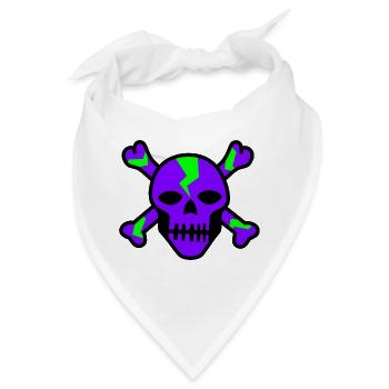Leuchtender violetter Totenkopf mit grünen Bolzen - Bandana - Weiß - Vorne