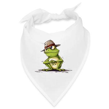 Cooler Frosch mit Hut - Bandana - Weiß - Vorne