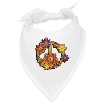 Flower Power Peace - Bandana - Weiß - Vorne
