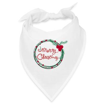 Weihnachts-Stechpalmen-Beerenkranz - Bandana - Weiß - Vorne