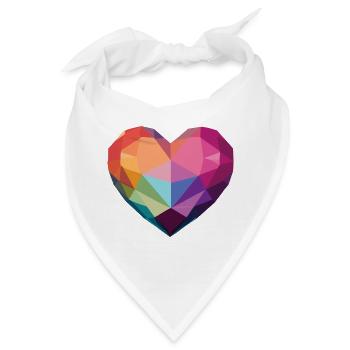 Liebe - Low Poly Herz - Bandana - Weiß - Vorne