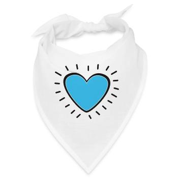 Herz hellblau - Bandana - Weiß - Vorne