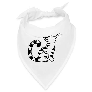 Cartoon Kitten - Bandana - Weiß - Vorne