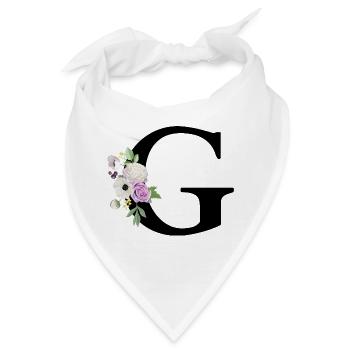 Lila Blumenbuchstabe g - Bandana - Weiß - Vorne