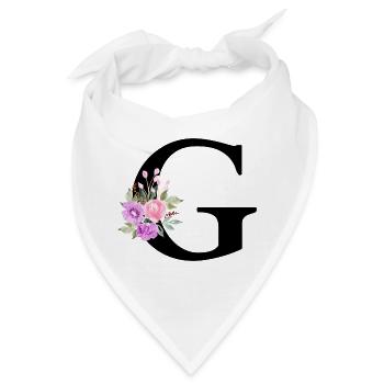 Lila Blumenbuchstabe g - Bandana - Weiß - Vorne