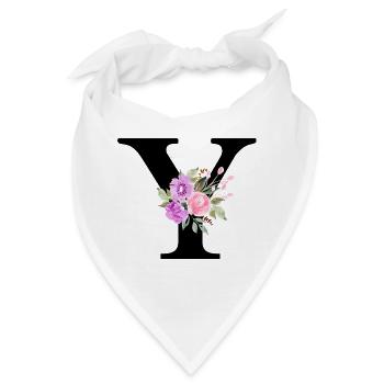 Lila Blumenbuchstabe y - Bandana - Weiß - Vorne