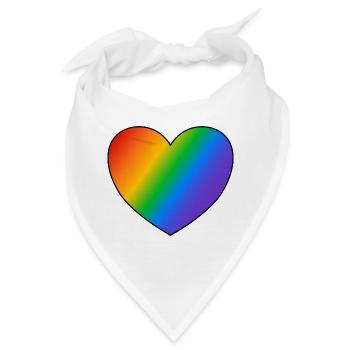 Regenbogen Herz Pride Flagge - Bandana - Weiß - Vorne