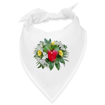 BLUMENSTRAUSS mit FLAMINGOBLUME - Bandana - Weiß - Vorne