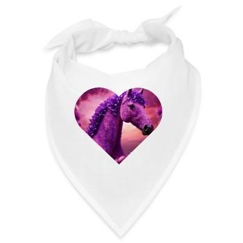 Pferd mit lila Blüten - Bandana - Weiß - Vorne